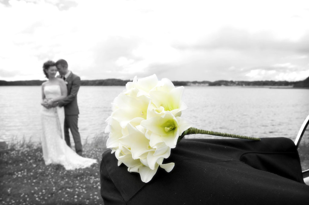 heldagsfotografering-bryllup-portraet ved bil